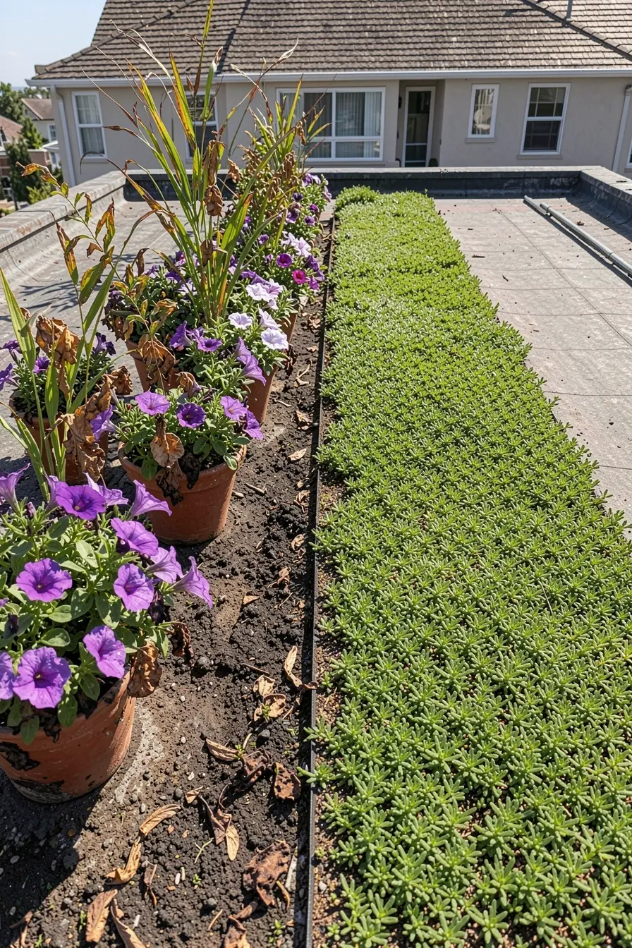 comparacao-entre-plantas-ornamentais-queimadas-e-sedum-resistente-em-cobertura-verde As plantas certas para um telhado verde não são as mais bonitas da floricultura comparacao-entre-plantas-ornamentais-queimadas-e-sedum-resistente-em-cobertura-verde As plantas certas para um telhado verde não são as mais bonitas da floricultura