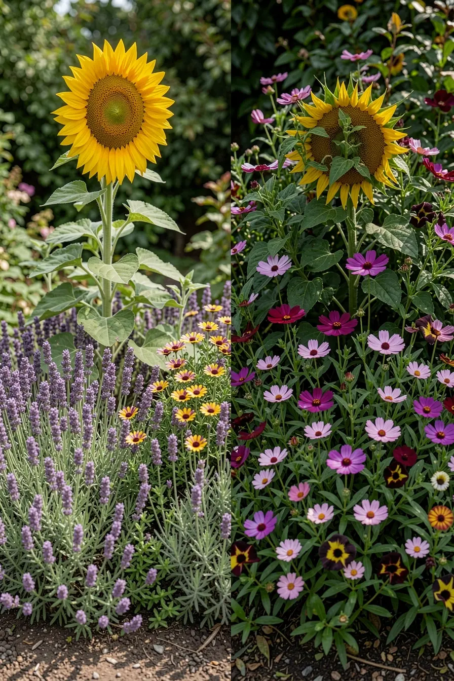 comparacao-visual-entre-canteiro-equilibrado-e-composicao-pesada-que-esconde-o-girassol-e-as-plantas-menores Girassol no jardim fica mais bonito ao lado destas plantas companheiras comparacao-visual-entre-canteiro-equilibrado-e-composicao-pesada-que-esconde-o-girassol-e-as-plantas-menores Girassol no jardim fica mais bonito ao lado destas plantas companheiras