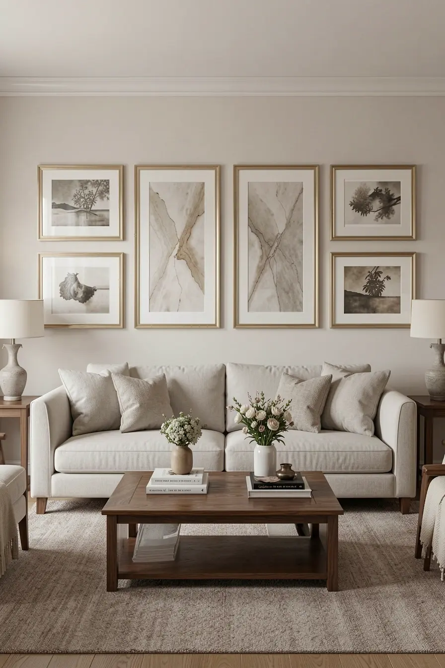 composicao-simetrica-de-quadros-sobre-sofa-em-sala-organizada-e-equilibrada Por que uma parede com quadros nem sempre pede simetria composicao-simetrica-de-quadros-sobre-sofa-em-sala-organizada-e-equilibrada Por que uma parede com quadros nem sempre pede simetria