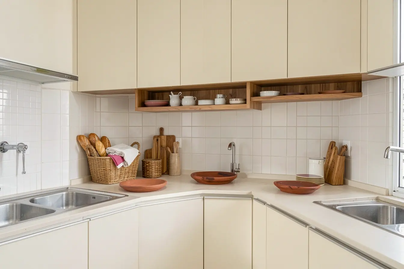 cozinha-compacta-com-prateleira-de-madeira-cestos-de-palha-e-travessa-de-barro-no-rustico-urbano Madeira, palha e barro: o equilíbrio que faz o rústico caber no apartamento cozinha-compacta-com-prateleira-de-madeira-cestos-de-palha-e-travessa-de-barro-no-rustico-urbano Madeira, palha e barro: o equilíbrio que faz o rústico caber no apartamento