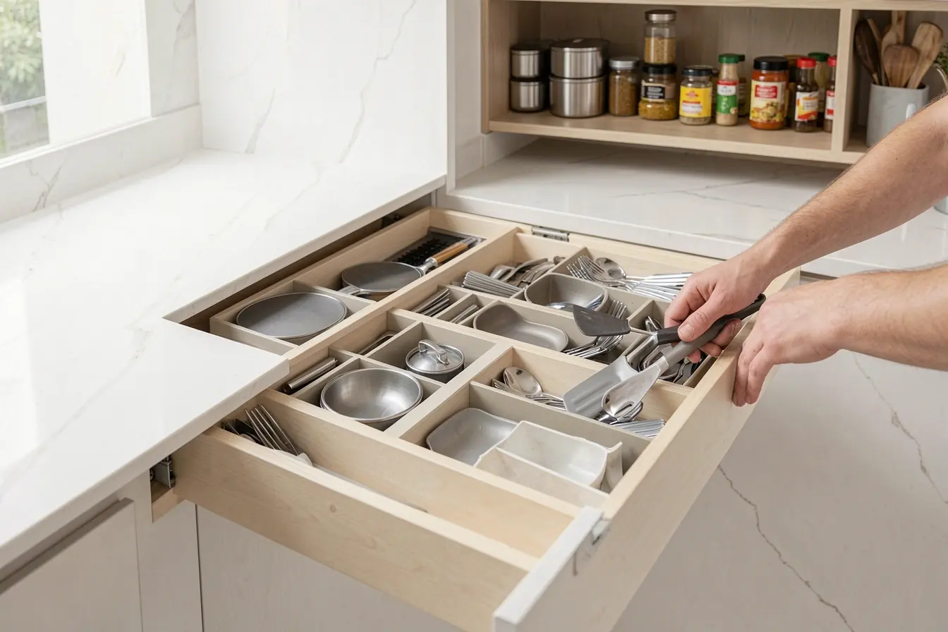 gavetas-com-divisorias-organizam-utensilios-e-deixam-a-cozinha-planejada-mais-leve-e-funcional Portas bonitas não bastam quando a divisão interna dos armários da cozinha é mal planejada gavetas-com-divisorias-organizam-utensilios-e-deixam-a-cozinha-planejada-mais-leve-e-funcional Portas bonitas não bastam quando a divisão interna dos armários da cozinha é mal planejada