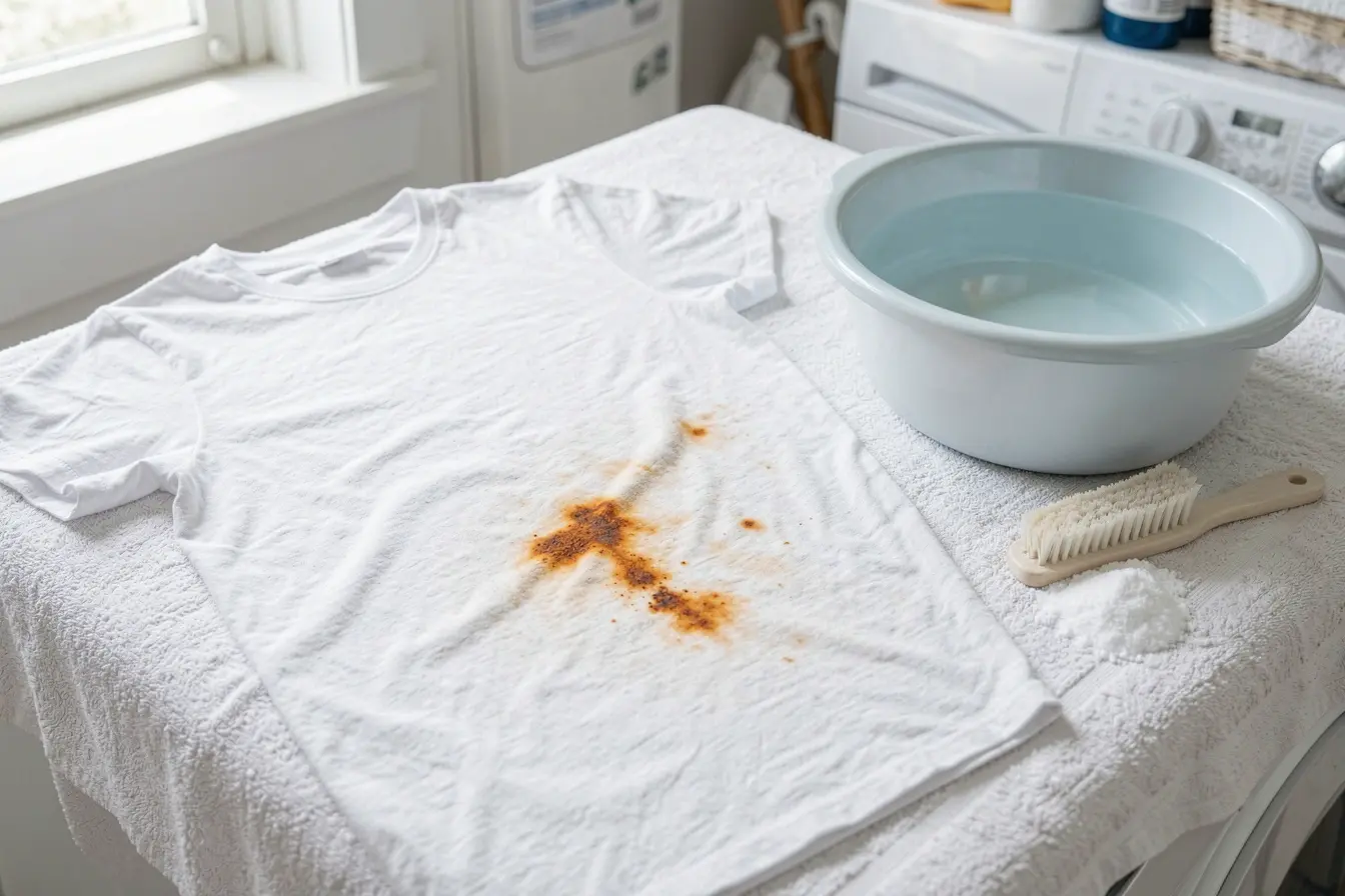 mancha-de-ferrugem-em-camisa-branca-ao-lado-de-percarbonato-de-sodio-sem-aplicacao-no-tecido Percarbonato de sódio na roupa branca: o que clareia e o que pode manchar mancha-de-ferrugem-em-camisa-branca-ao-lado-de-percarbonato-de-sodio-sem-aplicacao-no-tecido Percarbonato de sódio na roupa branca: o que clareia e o que pode manchar