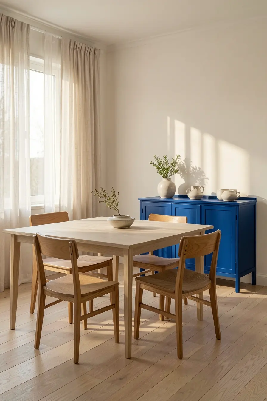 movel-azul-cobalto-concentra-personalidade-em-uma-sala-de-jantar-de-base-neutra Paredes, teto ou móveis? Onde a cor encontra seu lugar na casa neutra movel-azul-cobalto-concentra-personalidade-em-uma-sala-de-jantar-de-base-neutra Paredes, teto ou móveis? Onde a cor encontra seu lugar na casa neutra