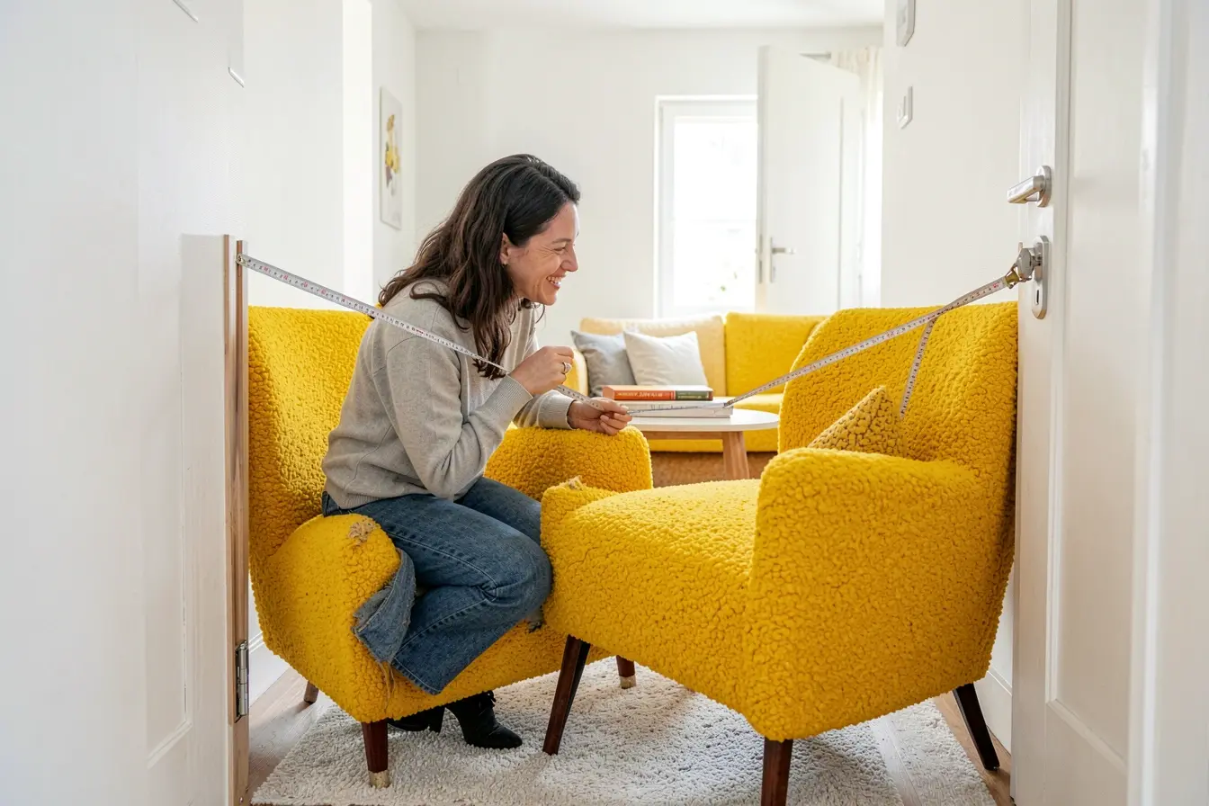 mulher-verifica-se-poltrona-viral-bloqueia-a-passagem-da-sala A decoração viral cabe na sua casa? 6 medidas para conferir antes de comprar mulher-verifica-se-poltrona-viral-bloqueia-a-passagem-da-sala A decoração viral cabe na sua casa? 6 medidas para conferir antes de comprar