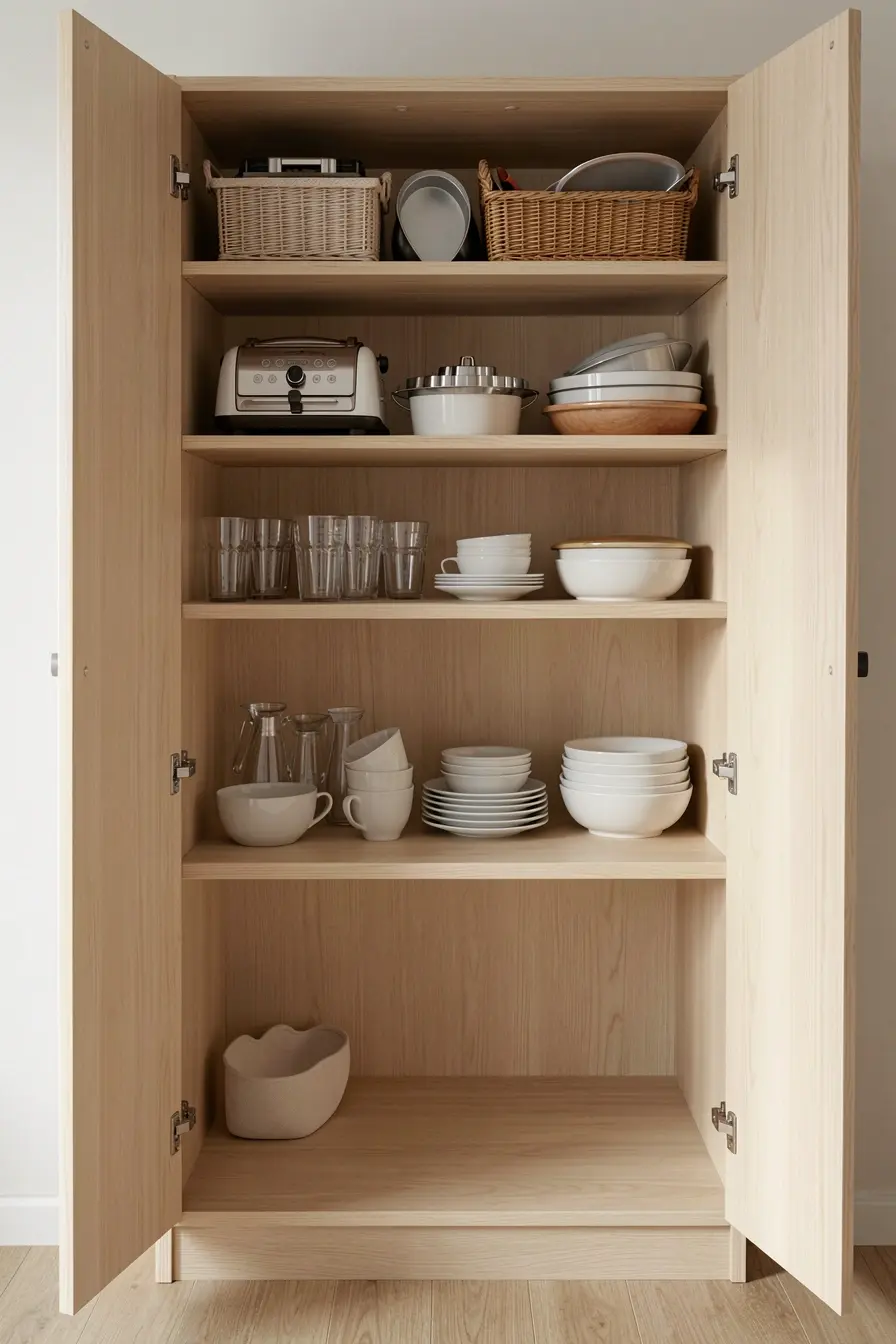 organizacao-de-armario-alto-separa-utensilios-pouco-usados-dos-itens-diarios-na-cozinha-pequena Armários até o teto na cozinha pequena: quando o espaço vertical vira aliadoത്തിനു organizacao-de-armario-alto-separa-utensilios-pouco-usados-dos-itens-diarios-na-cozinha-pequena Armários até o teto na cozinha pequena: quando o espaço vertical vira aliadoത്തിനു