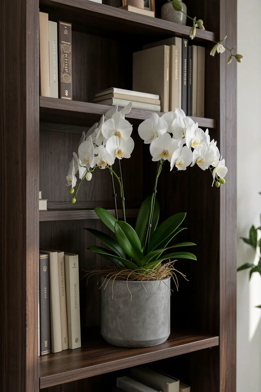 orquidea-artificial-branca-em-cachepo-de-cimento-sobre-estante-de-madeira O vaso faz diferença: combinações que deixam as orquídeas artificiais mais naturais orquidea-artificial-branca-em-cachepo-de-cimento-sobre-estante-de-madeira O vaso faz diferença: combinações que deixam as orquídeas artificiais mais naturais