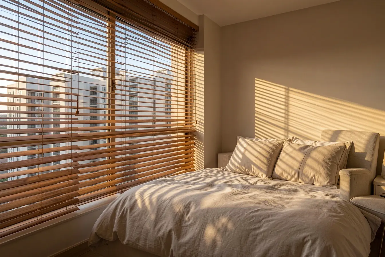 persiana-de-madeira-filtra-os-olhares-do-predio-vizinho-sem-escurecer-o-quarto Privacidade sem escurecer a casa: soluções que vão além das cortinas tradicionais persiana-de-madeira-filtra-os-olhares-do-predio-vizinho-sem-escurecer-o-quarto Privacidade sem escurecer a casa: soluções que vão além das cortinas tradicionais