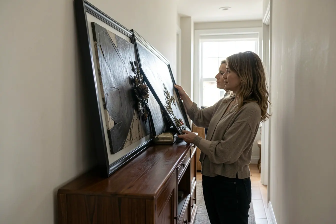 quadro-grande-deixa-o-corredor-visualmente-apertado-junto-ao-aparador A decoração viral cabe na sua casa? 6 medidas para conferir antes de comprar quadro-grande-deixa-o-corredor-visualmente-apertado-junto-ao-aparador A decoração viral cabe na sua casa? 6 medidas para conferir antes de comprar