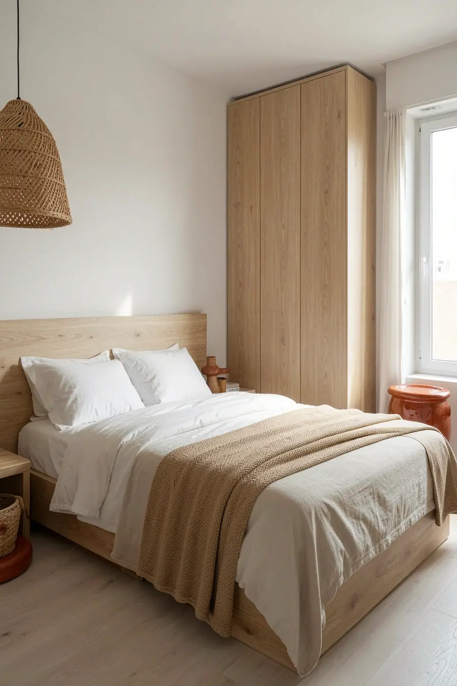 quarto-compacto-com-cabeceira-de-madeira-luminaria-de-palha-e-banco-de-barro-em-decoracao-acolhedora Madeira, palha e barro: o equilíbrio que faz o rústico caber no apartamento quarto-compacto-com-cabeceira-de-madeira-luminaria-de-palha-e-banco-de-barro-em-decoracao-acolhedora Madeira, palha e barro: o equilíbrio que faz o rústico caber no apartamento
