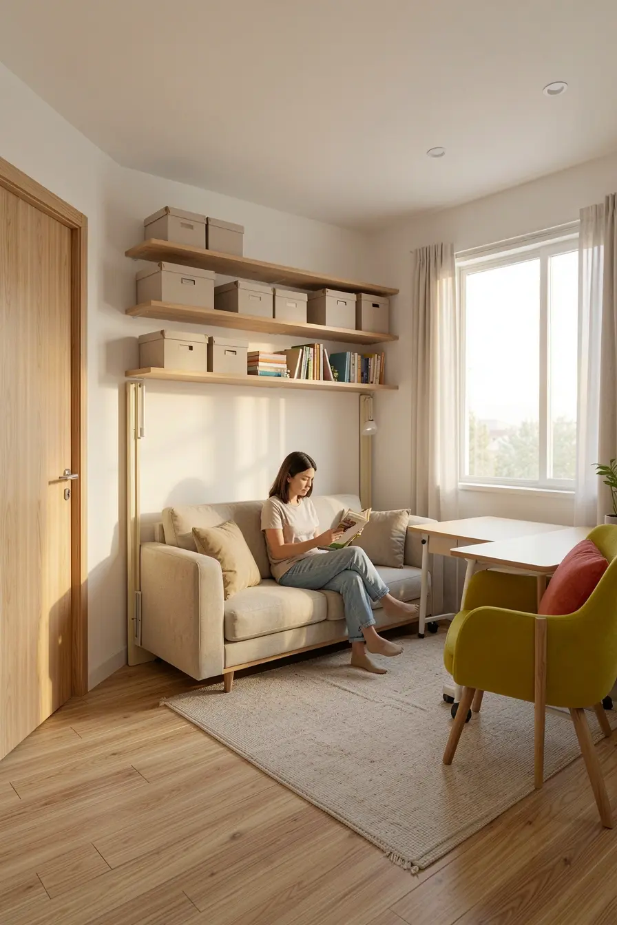 quarto-extra-flexivel-com-bancada-retratil-sofa-cama-e-circulacao-livre-para-estudo-e-hospedes Em apartamentos de 2 quartos, o segundo ambiente pode virar o mais disputado quarto-extra-flexivel-com-bancada-retratil-sofa-cama-e-circulacao-livre-para-estudo-e-hospedes Em apartamentos de 2 quartos, o segundo ambiente pode virar o mais disputado