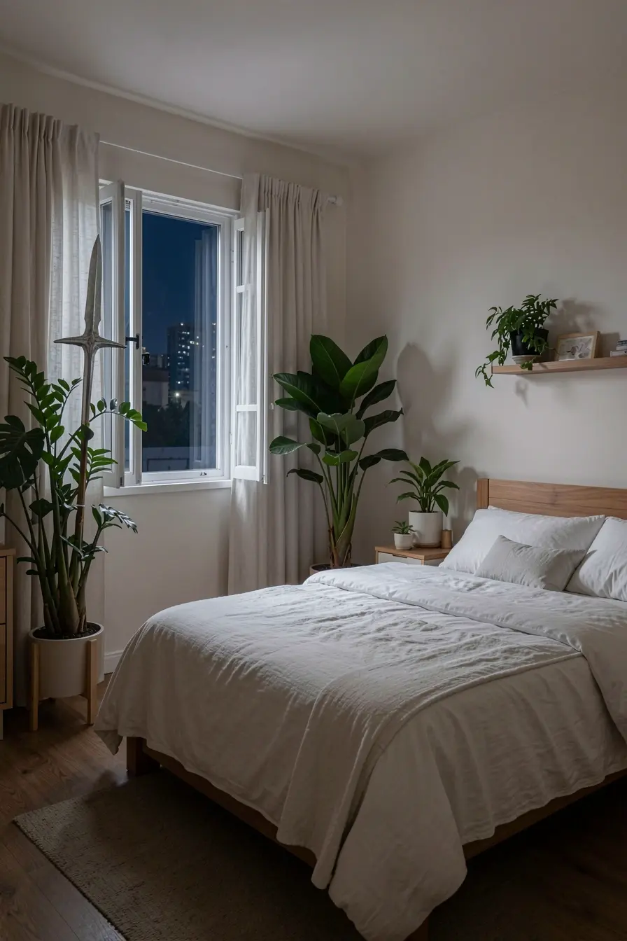 quarto-ventilado-com-espada-de-sao-jorge-zamioculca-e-clorofito-posicionados-longe-da-cama Plantas no quarto à noite: quais espécies convivem melhor com o seu sono quarto-ventilado-com-espada-de-sao-jorge-zamioculca-e-clorofito-posicionados-longe-da-cama Plantas no quarto à noite: quais espécies convivem melhor com o seu sono