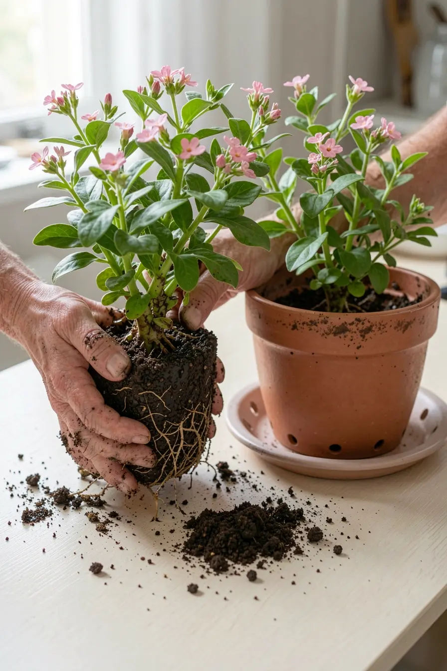 replantio-de-flor-em-vaso-proporcional-com-furos-de-drenagem-e-espaco-adequado-para-raizes-saudaveis Nem todo vaso serve para flores dentro de casa durarem mais e florescerem bonitas replantio-de-flor-em-vaso-proporcional-com-furos-de-drenagem-e-espaco-adequado-para-raizes-saudaveis Nem todo vaso serve para flores dentro de casa durarem mais e florescerem bonitas