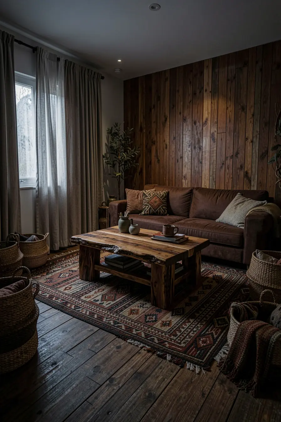sala-pesada-com-piso-de-madeira-rustica-excesso-de-moveis-amadeirados-estampas-e-iluminacao-inadequada O que combina com piso que imita madeira rústica sem deixar o ambiente pesado sala-pesada-com-piso-de-madeira-rustica-excesso-de-moveis-amadeirados-estampas-e-iluminacao-inadequada O que combina com piso que imita madeira rústica sem deixar o ambiente pesado