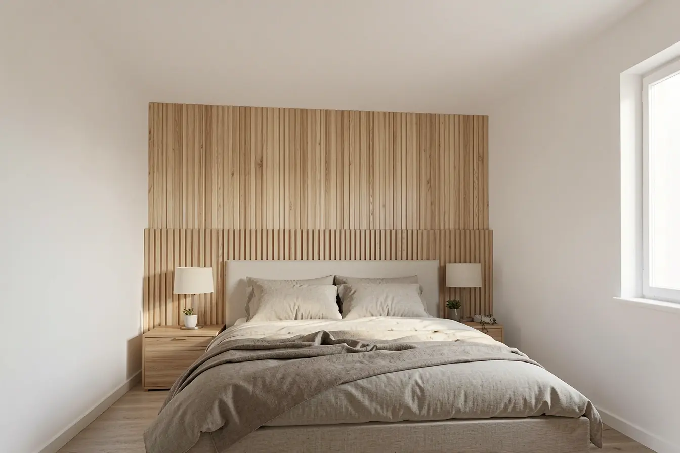 teto-de-gesso-branco-e-ripado-de-madeira-clara-em-quarto-compacto-minimalista Do gesso à madeira: acabamentos que valorizam o teto sem pesar no ambiente teto-de-gesso-branco-e-ripado-de-madeira-clara-em-quarto-compacto-minimalista Do gesso à madeira: acabamentos que valorizam o teto sem pesar no ambiente