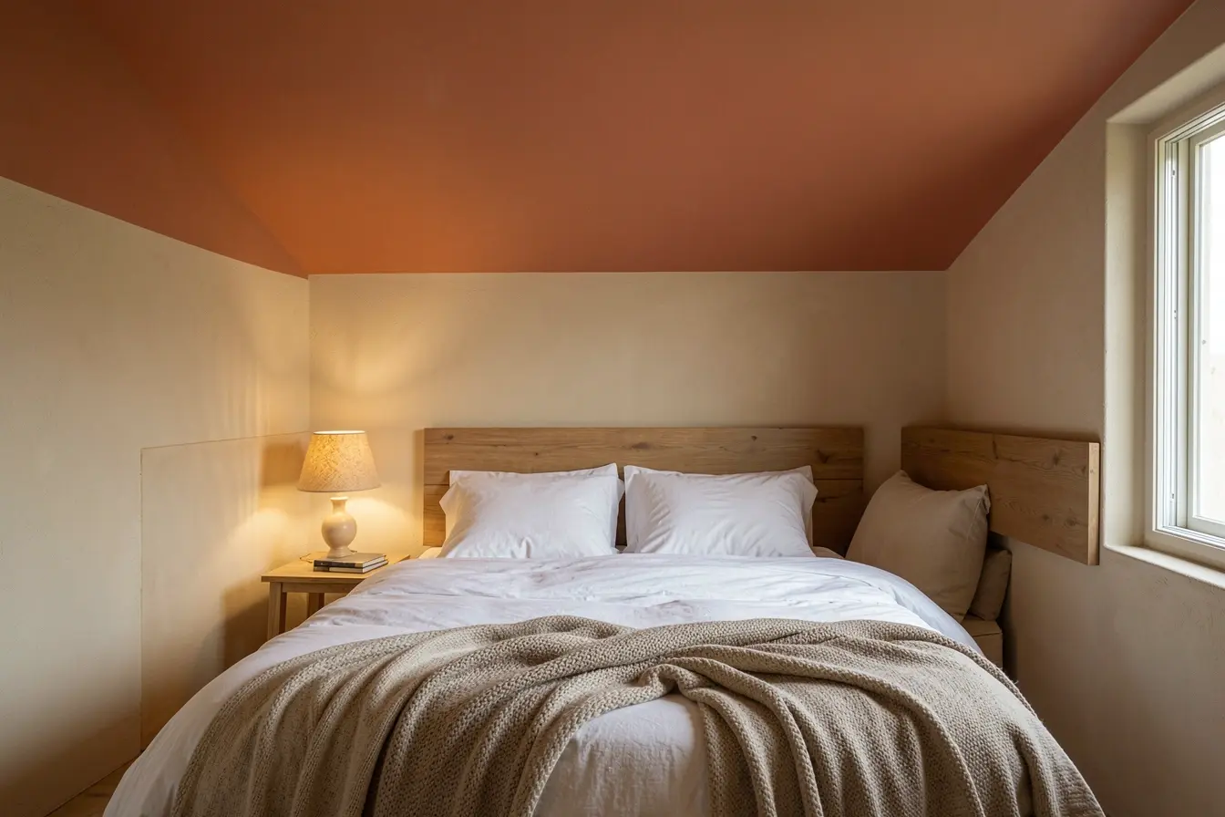 teto-terracota-transforma-um-quarto-neutro-baixo-em-um-ambiente-mais-acolhedor Paredes, teto ou móveis? Onde a cor encontra seu lugar na casa neutra teto-terracota-transforma-um-quarto-neutro-baixo-em-um-ambiente-mais-acolhedor Paredes, teto ou móveis? Onde a cor encontra seu lugar na casa neutra