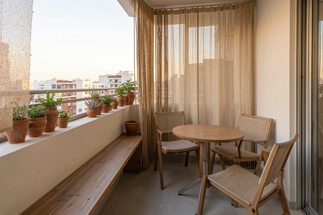 varanda-de-apartamento-com-banco-de-madeira-cortina-de-palha-e-vasos-de-barro-em-composicao-leve Madeira, palha e barro: o equilíbrio que faz o rústico caber no apartamento varanda-de-apartamento-com-banco-de-madeira-cortina-de-palha-e-vasos-de-barro-em-composicao-leve Madeira, palha e barro: o equilíbrio que faz o rústico caber no apartamento